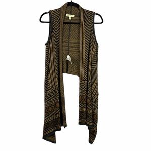 Urban Outfitters Staring at Stars Open Front Knit Cardigan Vest XS Brown Black